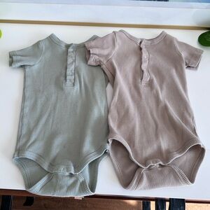 Mebie Baby Two-pack Organic Cotton Ribbed bodysuits